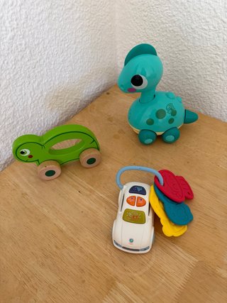 Lote Juguetes Bebé: Dinosaurio, Coche y Tortuga