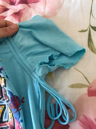 Top vintage turchese con stampa