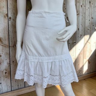 Falda / Nagua Antigua Lencera de Algodón Blanco
