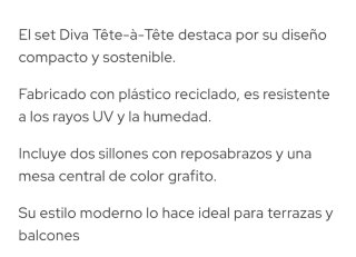 Conjunto jardín: 2 sillones y mesa