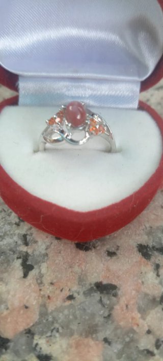 Anillo Plata con Piedra Rosa y Circonitas