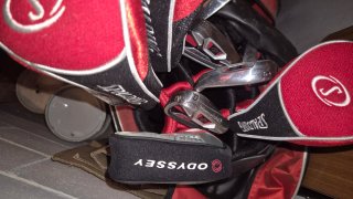 Bolsa y palos de golf Spalding y Odyssey. Completo