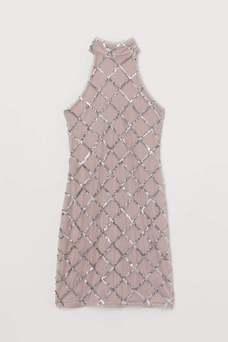 Vestido fiesta lentejuelas rosa y plata