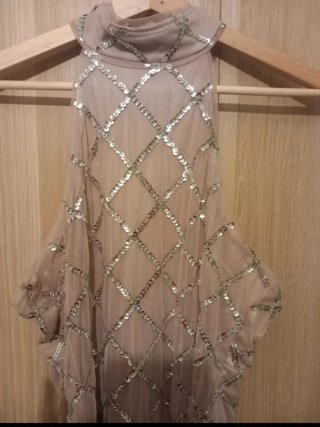 Vestido fiesta lentejuelas rosa y plata