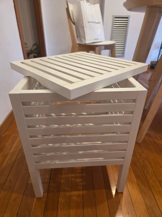 Taburete + Baúl Almacenaje IKEA (Madera Blanca)