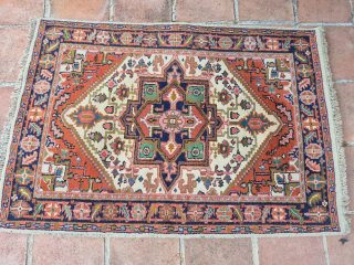 Alfombra de lana estampada multicolor