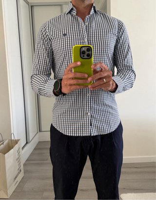 Camisa Forecast cuadros azul y blanco