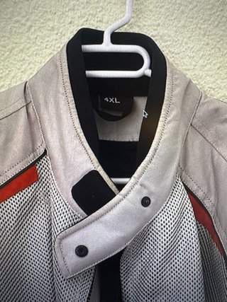 Chaqueta motera cuero 4XL beige/rojo
