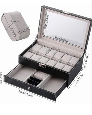 Joyero Uten Piel Negro 12 Relojes
