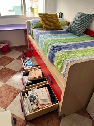 Cama nido de 190 juvenil con escritorio y cajonera