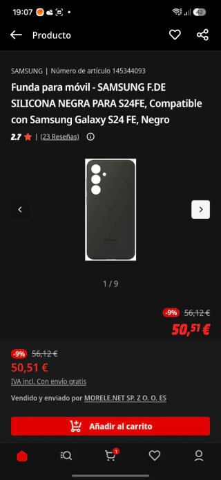 Funda Samsung Galaxy S24 FE Silicona Negra