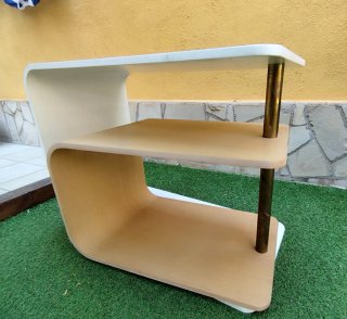 Mesa auxiliar nórdica blanca y madera