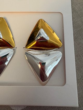 Pendientes Zara Triángulo Dorado y Plateado nuevos