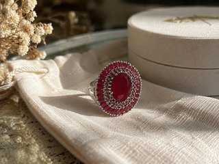 anello artigianale argento rodiato rubellite natur
