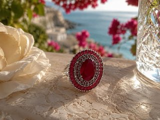 anello artigianale argento rodiato rubellite natur