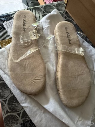 Sandalias Melody Shoes Talla 39 Vinilo Beige