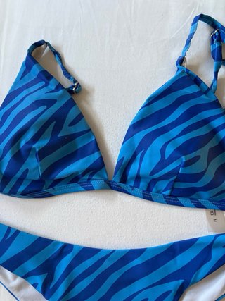 Bikini azul estampado cebra