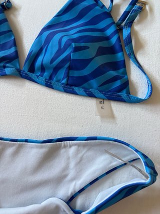 Bikini azul estampado cebra