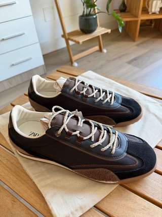 Zapatillas Zara Talla 42 Retro Marrón/Negro
