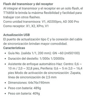 2 Flashes Godox TT685 II F Fuji