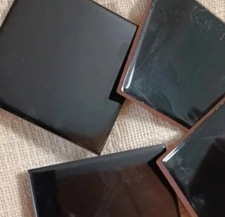 Lote 4 Azulejos Cerámica Negros 10x10