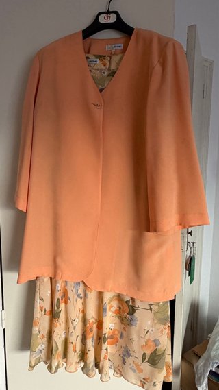 Conjunto Cortefiel Chaqueta y Vestido Naranja Tall