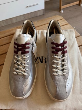 Zapatillas Zara Retro Plateadas Talla 44