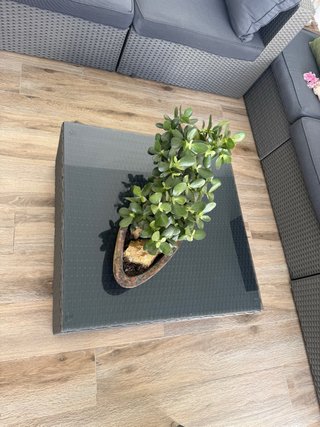 Sofá y mesa de jardín modular gris