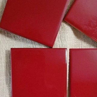 Lote 4 Azulejos Cerámica Rojos 10x10