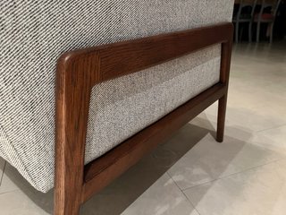 2 Poltrone Grigie in Tela e Legno Massello