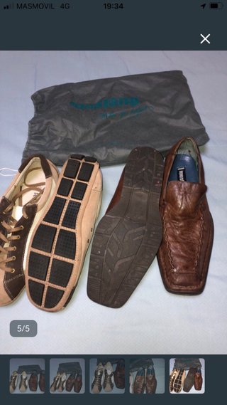 2 Pares Zapatos Hombre Beige y Marrón