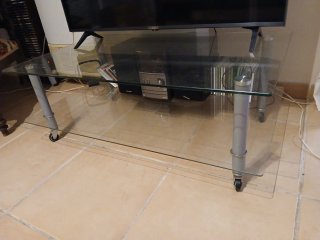 Mesa TV cristal 2 alturas