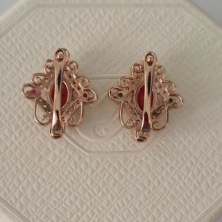 Orecchini vintage imperiali in oro rosa  e argento