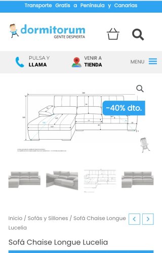 Sofá chaise longue beige 3 plazas