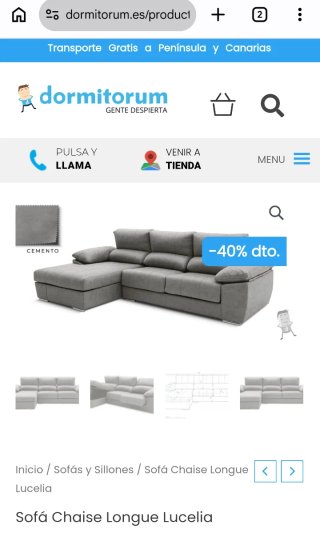 Sofá chaise longue beige 3 plazas