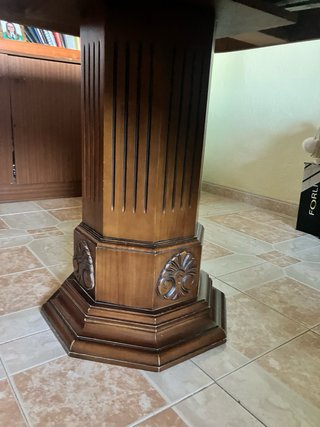 Mesa de comedor madera con cristal incluido