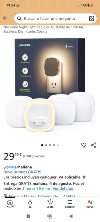 Luz Nocturna AUVON Sun-glow (2 uds)