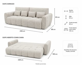 Sofá Cama Beige Nuevo - Entrega al domicilio