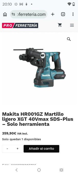 Martillo Percutor Makita HR001GZ 40V