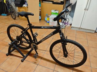 Bicicleta de montaña con rodillo
