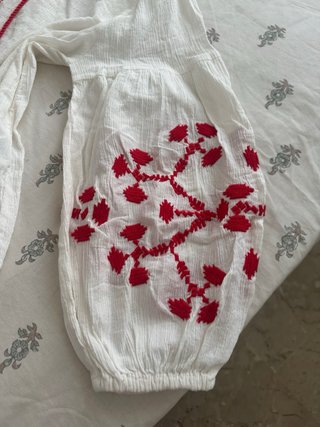 Blusa Zara Bordada Roja y Blanca