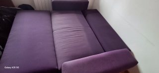 Sofá cama morado 135 cm. No se envía.