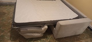 Sofá Cama 2 Plazas Beige/Gris