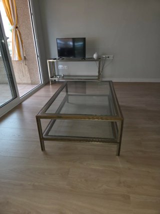 Mesa de centro cristal y metal