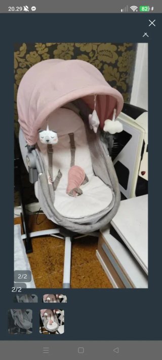 Cuna Silla Bebé Rosa y Gris musical