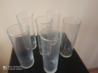 Juego 6 vasos de tubo cristal
