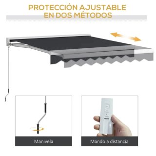 Toldo retráctil negro y blanco