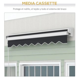 Toldo retráctil negro y blanco