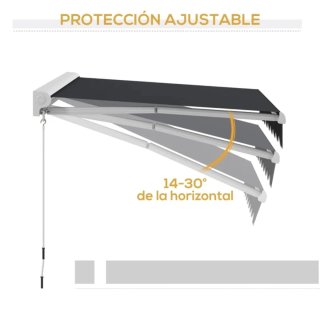 Toldo retráctil negro y blanco