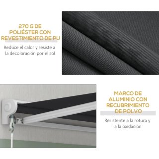 Toldo retráctil negro y blanco